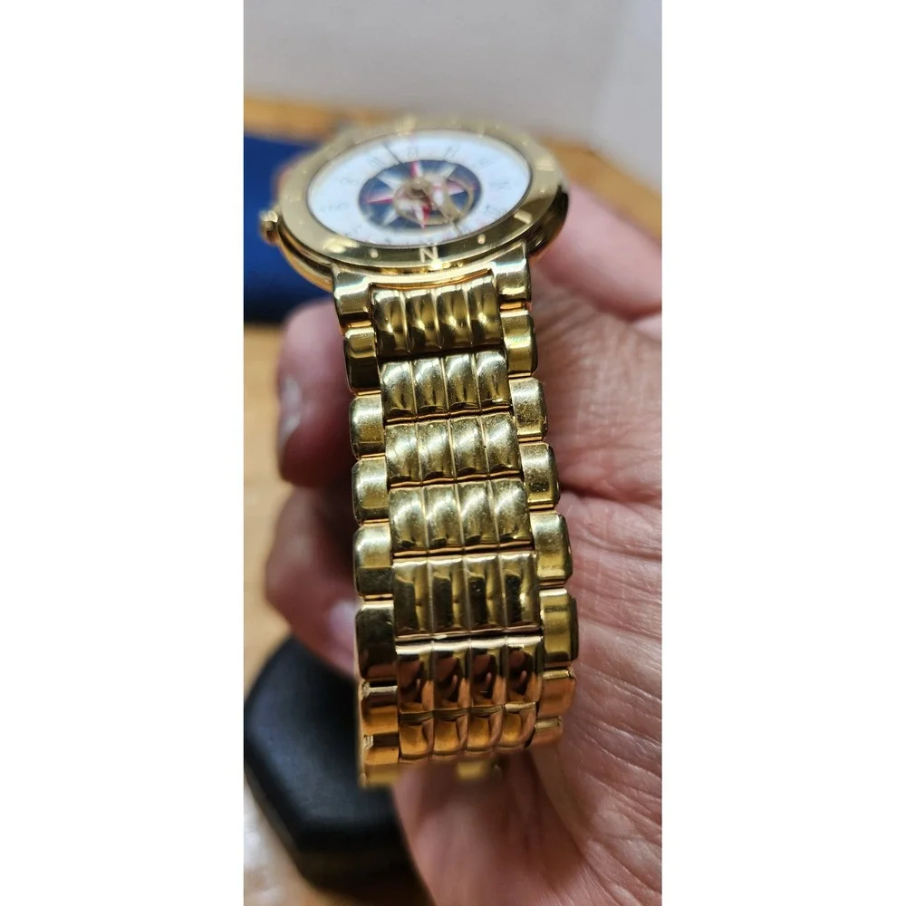 RARE! Seiko Levante Maritime Compass Watch Gold Tone 5Y37-6010 24Hr Quartz